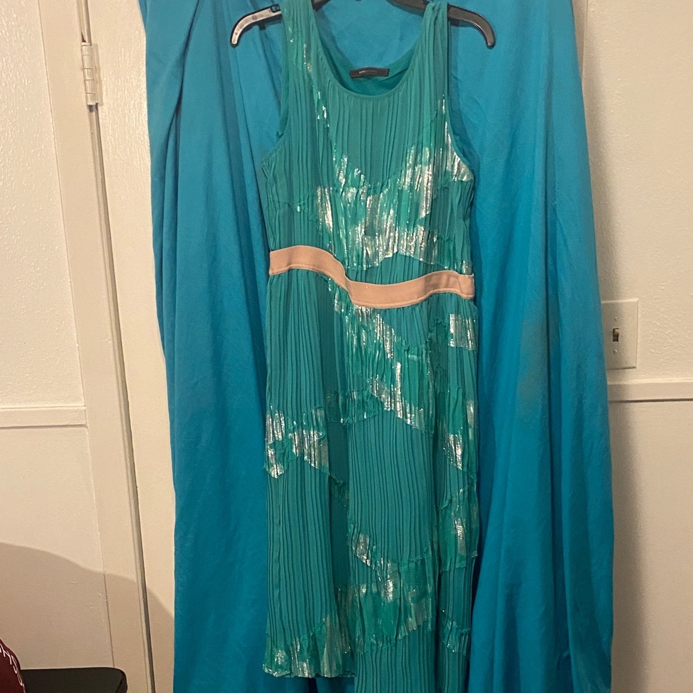 BCBGMaxAzria Strapless Green and Silver Dress - Picture 3 of 4